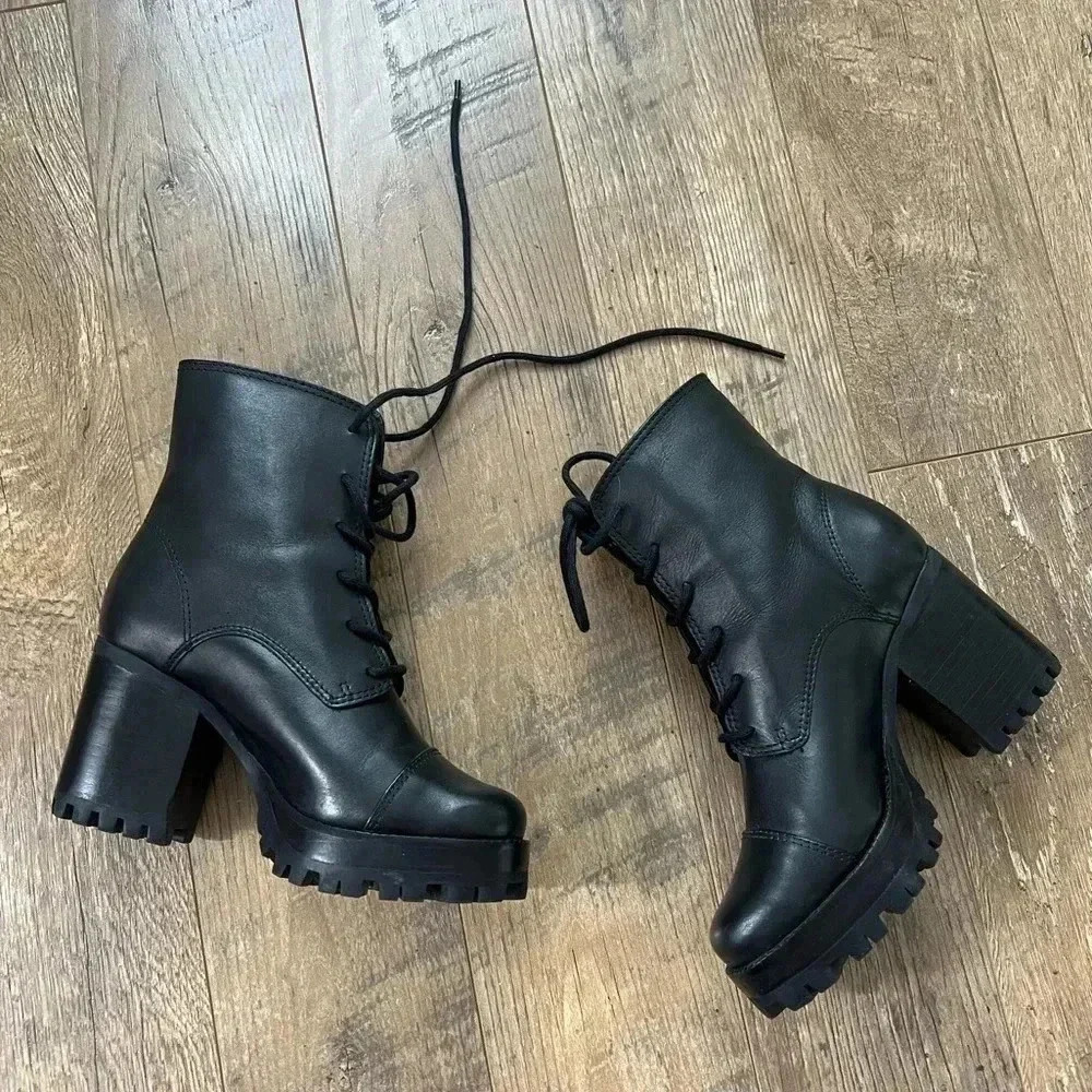 Schutz jeannie black lace up combat boot